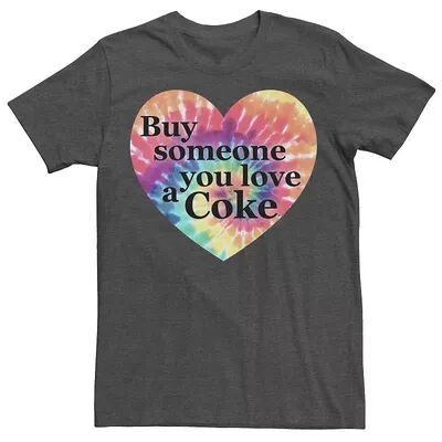 Licensed Character Adult Coca-Cola Pride Buy Someone You Love A Coke Tie Dye Heart Tee, Men's, Size: XL, Dark Grey