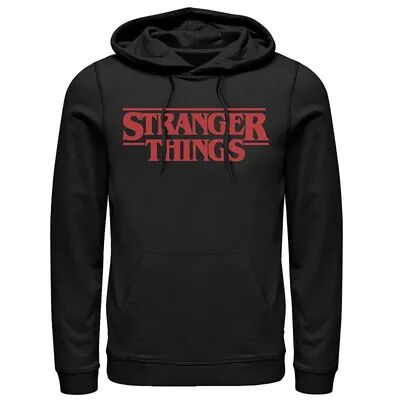 Licensed Character Men's Netflix Stranger Things Solid Logo Left Chest Hoodie, Size: 3XL, Black