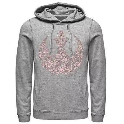 Licensed Character Men's Star Wars Rose Rebel Emblem Hoodie, Size: XL, Med Grey