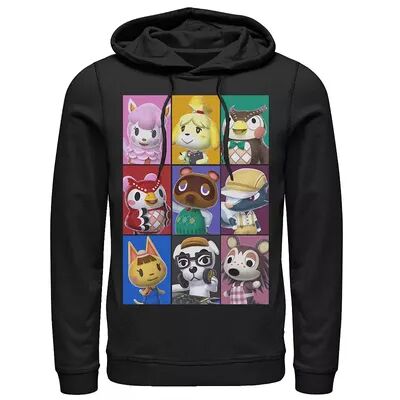 Licensed Character Men's Nintendo Animal Crossing Towns Folk Yearbook Photo Style Poster Hoodie, Size: Medium, Black