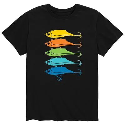 Licensed Character Men's Rainbow Fishing Lures Tee, Size: Large, Black