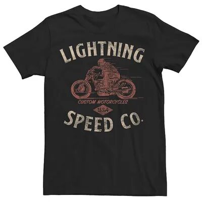 Licensed Character Men's Lightning Speed Co. Custom Motorcycles USA Label Tee, Size: XS, Black