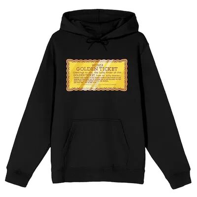Licensed Character Men's Willy Wonka Golden Ticket Hoodie, Size: Large, Black