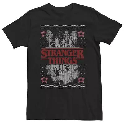 Licensed Character Big & Tall Netflix Stranger Things Ugly Christmas Sweater Style Tee, Men's, Size: 4XLT, Black