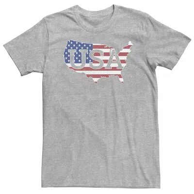 Licensed Character Big & Tall Americana USA American Flag Silhouette Tee, Men's, Size: 3XL Tall, Med Grey