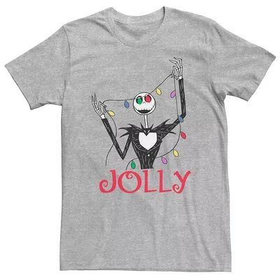 Licensed Character Big & Tall Nightmare Before Christmas Jolly Jack Christmas Lights Eyes Tee, Men's, Size: 5XL, Med Grey