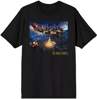 Licensed Character Men's Polar Express Santas Sleigh Tee, Size: Large, Black