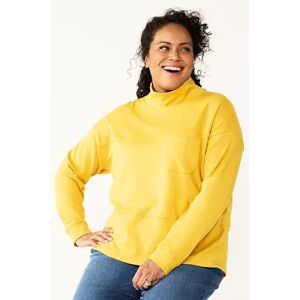 Croft & Barrow Plus Size Croft & Barrow Long Sleeve Mockneck Pocket Sweatshirt, Women's, Size: 2XL, Yellow