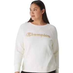 Champion Plus Size Champion Powerblend Fleece Graphic Crewneck Sweatshirt, Women's, Size: 3XL, Lt Beige