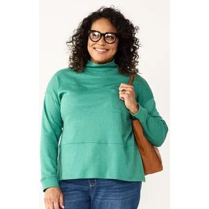 Croft & Barrow Plus Size Croft & Barrow Long Sleeve Mockneck Pocket Sweatshirt, Women's, Size: 2XL, Green