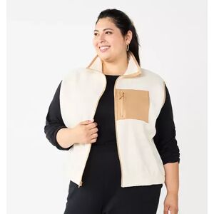 SO Juniors' Plus Size SO Cozy Sherpa Zip-Up Vest, Girl's, Size: 3XL, Lt Beige