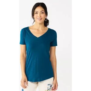 Sonoma Goods For Life Women's Sonoma Goods For Life Essential V-Neck Tee, Size: XS, Dark Blue