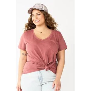 SO Juniors' Plus Size SO Relaxed Pocket Tee, Girl's, Size: 3XL, Med Pink