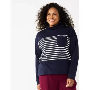 Croft & Barrow Plus Size Croft & Barrow Long Sleeve Mockneck Pocket Sweatshirt, Women's, Size: 2XL, Dark Blue