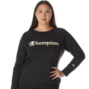 Champion Plus Size Champion Powerblend Fleece Graphic Crewneck Sweatshirt, Women's, Size: 3XL, Black