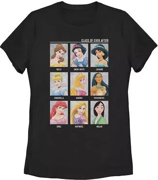 Licensed Character Juniors' Disney's Princess Class Of Ever After Picture Day Tee, Girl's, Size: XXL, Black