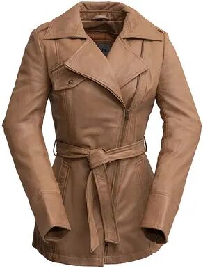 Whet Blu Women's Whet Blu Leather Trench Coat, Size: Small, Lt Beige