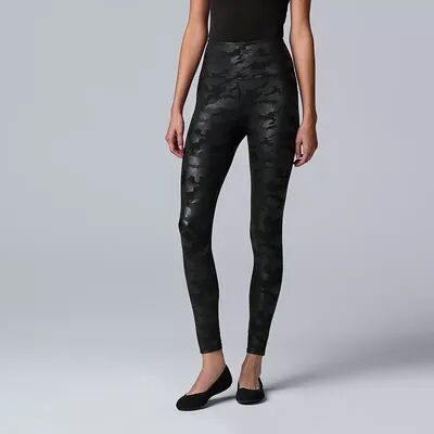 Simply Vera Vera Wang Women's Simply Vera Vera Wang High Rise Faux Leather Shaping Leggings, Size: Small, Black