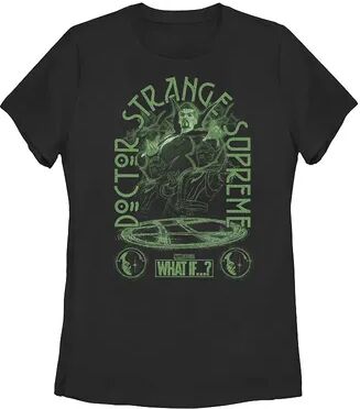 Marvel Juniors' Marvel What If Doctor Strange Supreme Logo Tee, Women's, Size: Small, Black