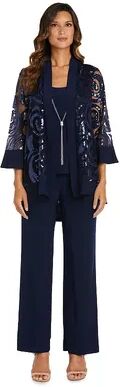 R&M Richards Women's R&M Richards Sequin Swing Jacket & Pant Set, Size: 16, Blue