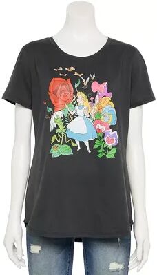 Licensed Character Disney's Alice In Wonderland Women's Floral Graphic Tee, Size: XS, Black