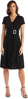 R&M Richards Women's R&M Richards Cascade Midi Dress, Size: 18, Black