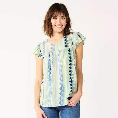 Sonoma Goods For Life Petite Sonoma Goods For Life Yoke-Front Top, Women's, Size: Medium Petite, White