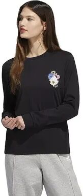 adidas Women's adidas Floral Logo Long Sleeve T-Shirt, Size: XS, Black