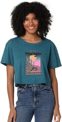 Wrangler Women's Wrangler Boyfriend Cropped Graphic Tee, Size: Large, Green