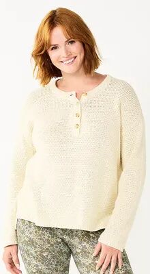 Sonoma Goods For Life Women's Sonoma Goods For Life Cozy Henley Sweater, Size: Small, Lt Beige