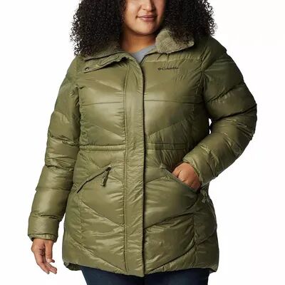 Columbia Plus Size Columbia PEAK TO PARK II Faux-Fur Hood Insulated Jacket, Women's, Size: 2XL, Green