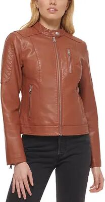 Levi's Women's Levi's Classic Racer Faux-Leather Jacket, Size: Small, Dark Beige