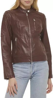 Levi's Women's Levi's Classic Racer Faux-Leather Jacket, Size: Large, Dark Brown