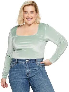 Sonoma Goods For Life Plus Size Sonoma Goods For Life x Denise Bidot Velvet Long Sleeve Bodysuit, Women's, Size: 3XL, Light Blue