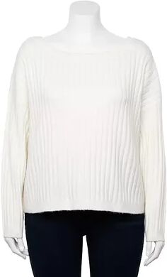 Sonoma Goods For Life Plus Size Sonoma Goods For Life x Lauren Lane Rib Drop Shoulder Sweater, Women's, Size: 3XL, White