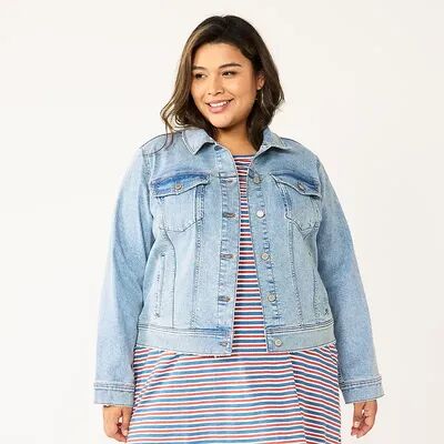 Sonoma Goods For Life Plus Size Sonoma Goods For Life Button Front Jean Jacket, Women's, Size: 3XL, Blue