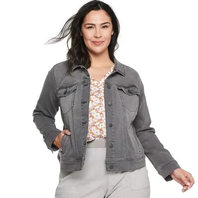 Sonoma Goods For Life Plus Size Sonoma Goods For Life Button Front Jean Jacket, Women's, Size: 3XL, Black