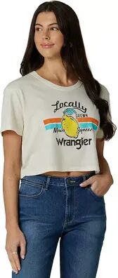 Wrangler Women's Wrangler Boyfriend Cropped Graphic Tee, Size: Large, White