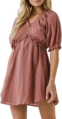 Free the Roses Ruffle V Neck Baby Doll Dress, Women's, Size: XS, Pink