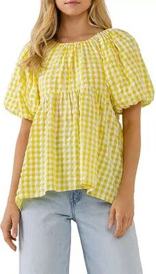 English Factory Blouson Baby Doll Spaghetti Tie Top, Women's, Size: XS, Yellow