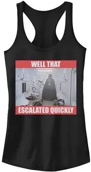 Licensed Character Juniors' Star Wars Darth Vader Well That Escalated Quickly Tank Top, Girl's, Size: Large, Black