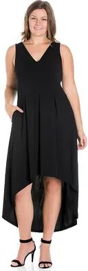 24Seven Comfort Apparel Plus Size 24seven Comfort Apparel High-Low Party Dress with Pockets, Women's, Size: 2XL, Black