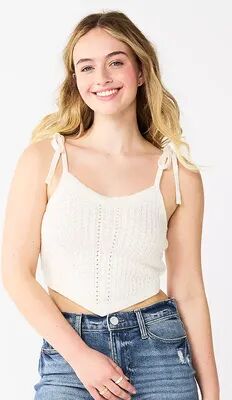 SO Juniors' SO Strappy Crochet Bandana Tank, Girl's, Size: Large, White