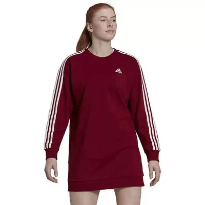 adidas Women's adidas Essentials 3-Stripes Sweatshirt Dress, Size: Small, Red