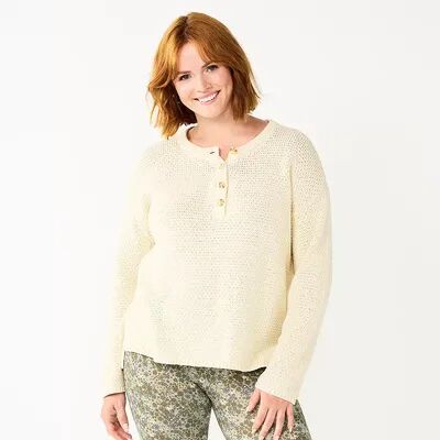 Sonoma Goods For Life Women's Sonoma Goods For Life Cozy Henley Sweater, Size: Large, Lt Beige