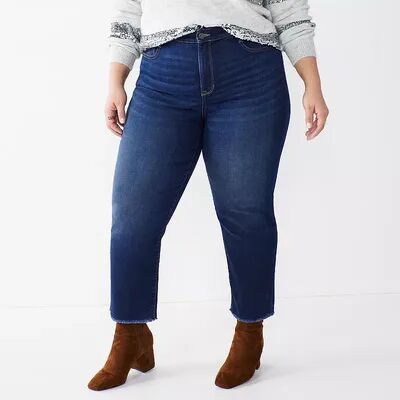 Nine West Plus Size Nine West Slimming High-Waisted Straight-Leg Crop Jeans, Women's, Size: 18 W, Blue