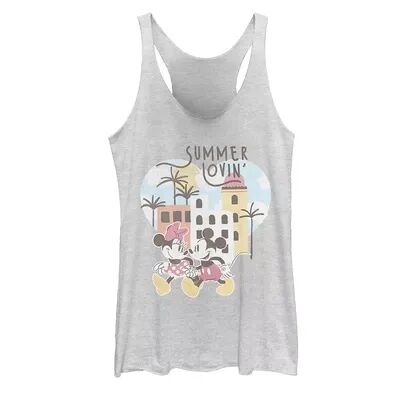 Licensed Character Disney's Mickey & Minnie Summer Lovin' Beach Vibes Juniors' Racerback Tank Top, Women's, Size: Medium, White