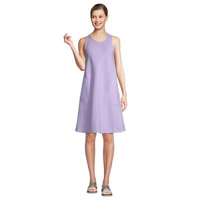 Lands' End Women's Lands' End Sleeveless Knee Length Linen Swing Dress, Size: Medium, Drk Purple