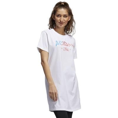 adidas Women's adidas Americana T-Shirt Dress, Size: Large, White