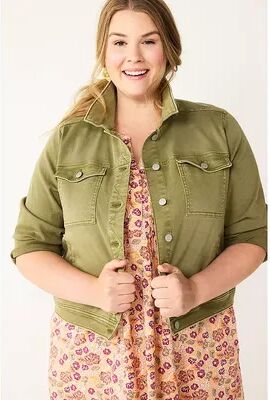 Sonoma Goods For Life Plus Size Sonoma Goods For Life Premium Over-Dyed Jacket, Women's, Size: 3XL, Med Green